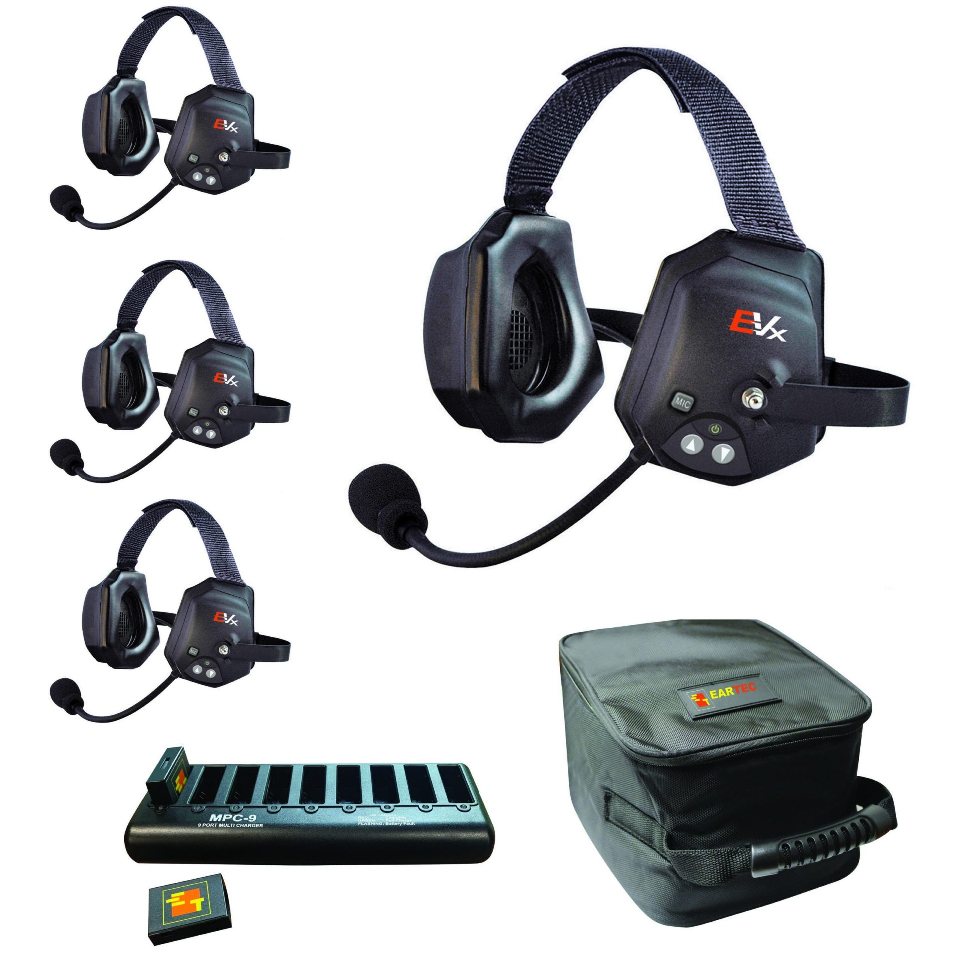 Eartec Evade XTreme 4 Headsets HUB Intercom System with Max 4G Double Headset